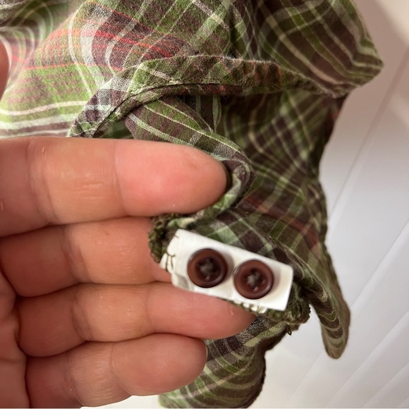 Maurices Green and Brown Plaid V-Neck Blouse - Picture 5 of 6